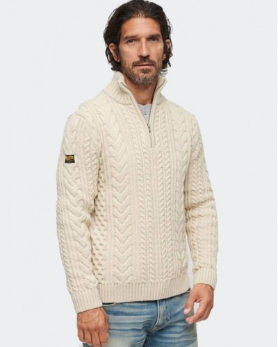 SUPERDRY D1 OVIN JACOB CABLE KNIT HALF ZIP ΠΛΕΚΤΟ ΑΝΔΡΙΚΟ - SD0APM6110639A000000