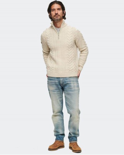 SUPERDRY D1 OVIN JACOB CABLE KNIT HALF ZIP ΠΛΕΚΤΟ ΑΝΔΡΙΚΟ - SD0APM6110639A000000