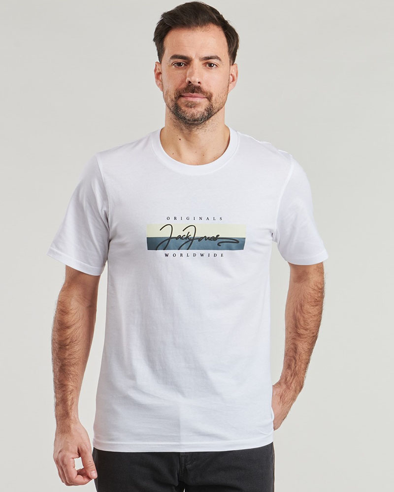 JACK & JONES JORFREDERIKSBERG BOX SCRIPT TEE SS CN LN - 12278266