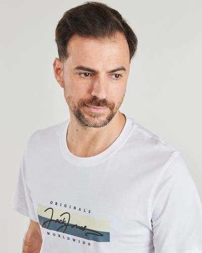 JACK & JONES JORFREDERIKSBERG BOX SCRIPT TEE SS CN LN - 12278266