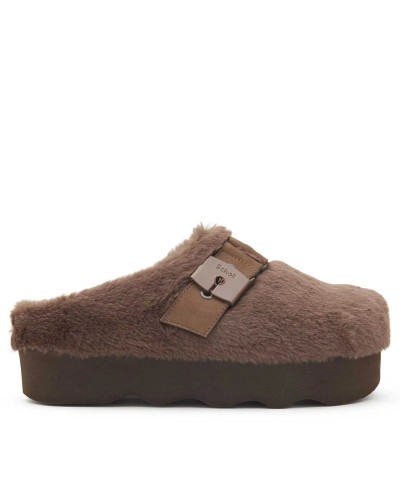 SCHOLL GRETA E SYNTHETIC FUR WOMENS BROWN CLOGS ΠΑΠΟΥΤΣΙ ΓΥΝΑΙΚΕΙΟ - SC0SHF31837101100000