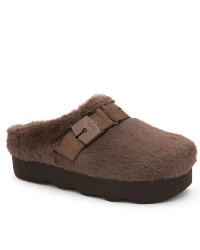 SCHOLL GRETA E SYNTHETIC FUR WOMENS BROWN CLOGS ΠΑΠΟΥΤΣΙ ΓΥΝΑΙΚΕΙΟ - SC0SHF31837101100000