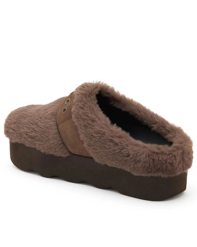 SCHOLL GRETA E SYNTHETIC FUR WOMENS BROWN CLOGS ΠΑΠΟΥΤΣΙ ΓΥΝΑΙΚΕΙΟ - SC0SHF31837101100000