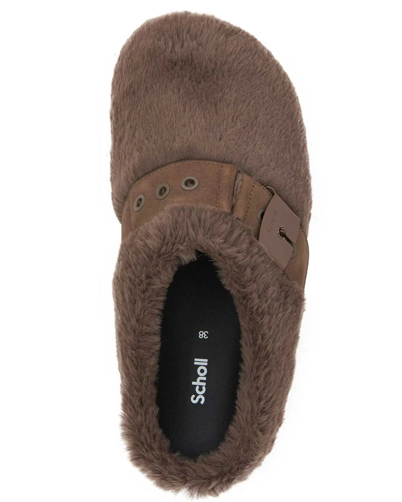 SCHOLL GRETA E SYNTHETIC FUR WOMENS BROWN CLOGS ΠΑΠΟΥΤΣΙ ΓΥΝΑΙΚΕΙΟ - SC0SHF31837101100000