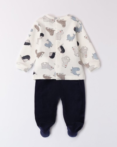 IDO TWO PIECES ROMPERS SUIT WITH FEET - 4.A152/00