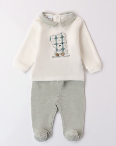 IDO TWO PIECES ROMPERS SUIT WITH FEET - 4.A153/00