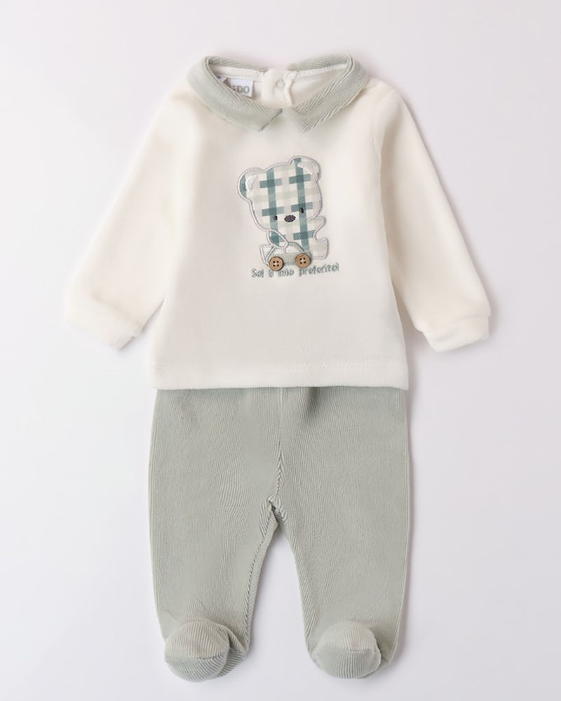 IDO TWO PIECES ROMPERS SUIT WITH FEET - 4.A153/00