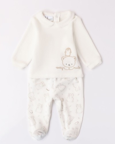 IDO TWO PIECES ROMPERS SUIT WITH FEET - 4.A220/00