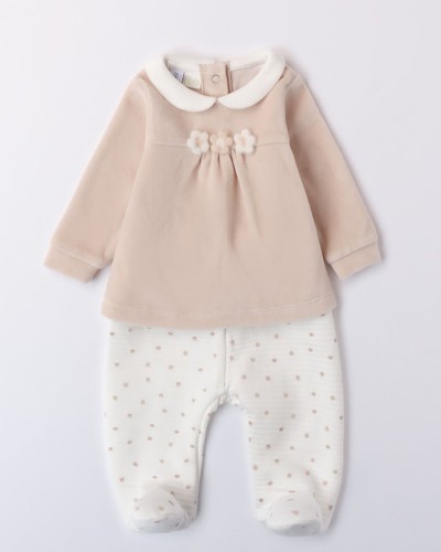 IDO TWO PIECES ROMPERS SUIT WITH FEET - 4.A231/00