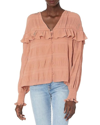 KENDALL +  KYLIE K&K BUTTON UP RUFFLE BLOUSE - SS21-102