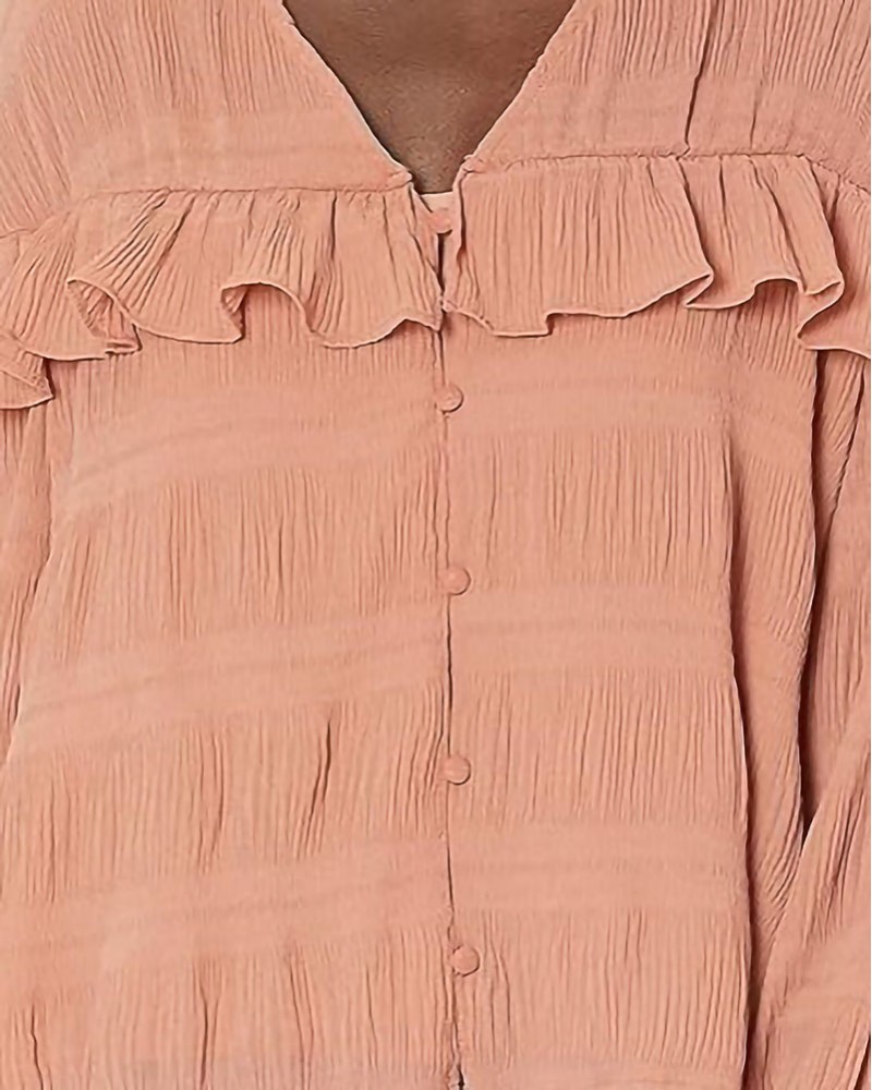 KENDALL +  KYLIE K&K BUTTON UP RUFFLE BLOUSE - SS21-102