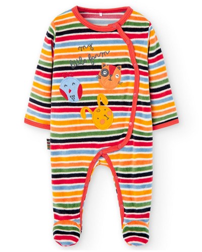 BOBOLI Velour play suit striped for baby -BCI - 127112