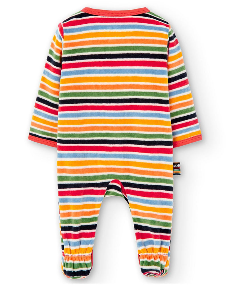 BOBOLI Velour play suit striped for baby -BCI - 127112