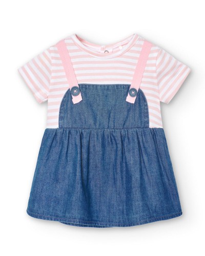 BOBOLI Denim dress combined for baby -BCI - 108010