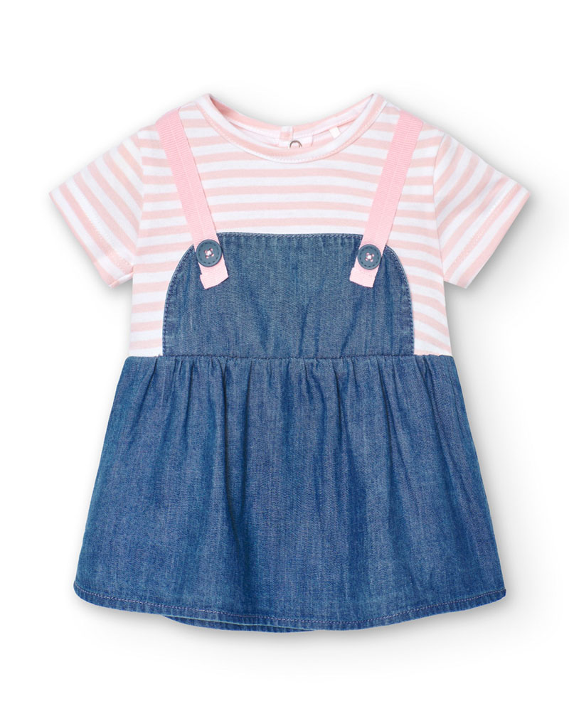 BOBOLI Denim dress combined for baby -BCI - 108010