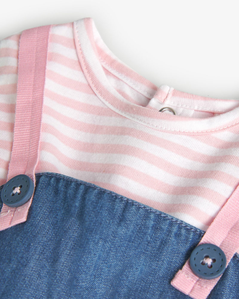 BOBOLI Denim dress combined for baby -BCI - 108010