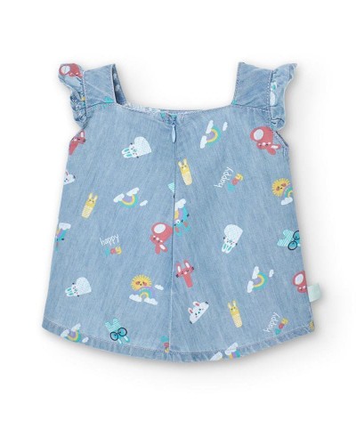 BOBOLI Denim dress printed for baby girl - 118033