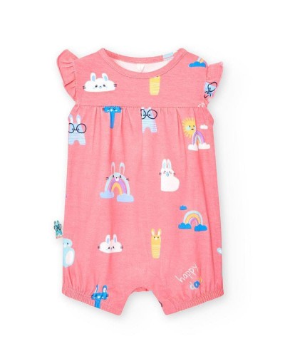 BOBOLI Knit play suit printed for baby -BCI - 118044