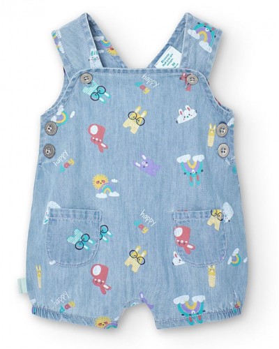 BOBOLI Denim dungarees printed for baby boy - 118189