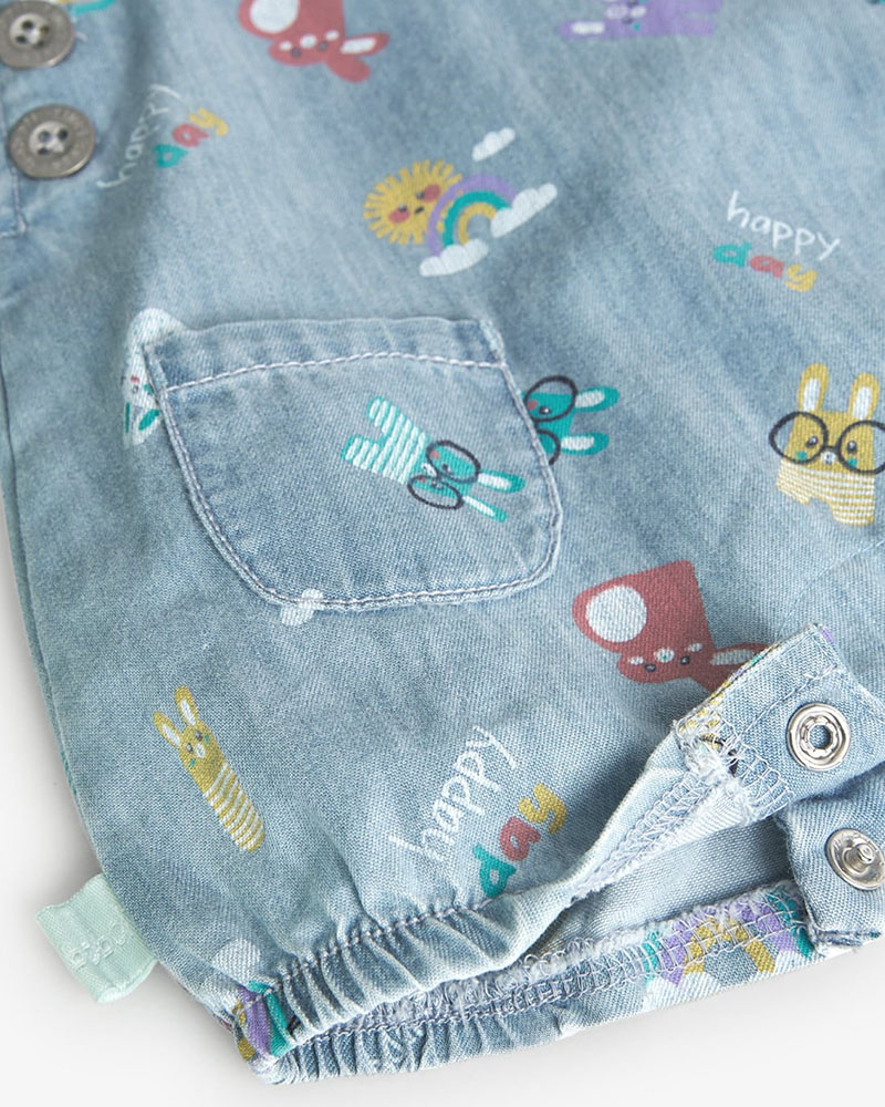 BOBOLI Denim dungarees printed for baby boy - 118189