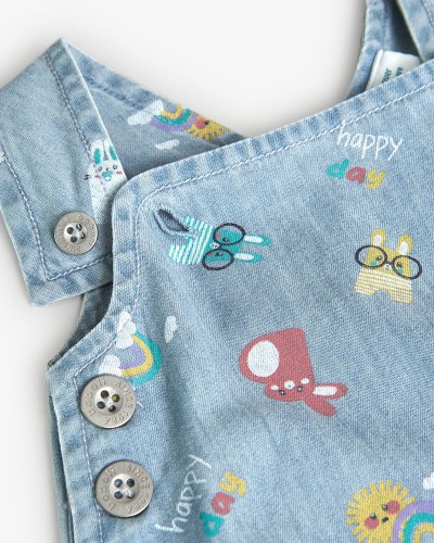 BOBOLI Denim dungarees printed for baby boy - 118189