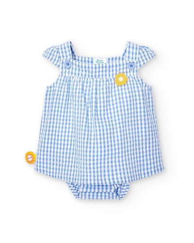 BOBOLI Poplin dress check for baby -BCI - 128078