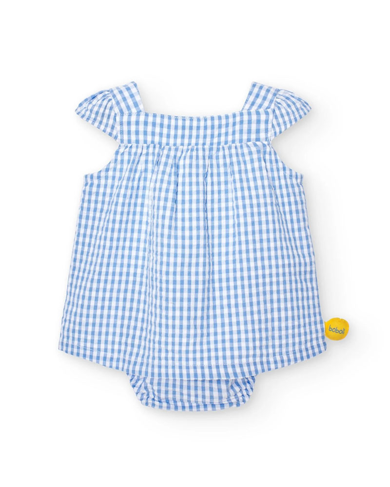 BOBOLI Poplin dress check for baby -BCI - 128078