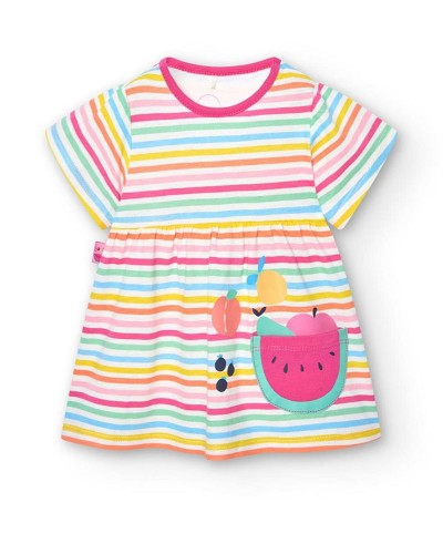 BOBOLI Knit dress striped for baby -BCI - 148092