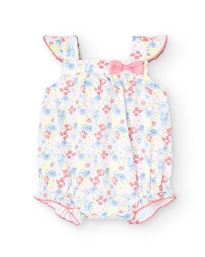 BOBOLI Poplin play suit  floral  for baby -BCI - 748032