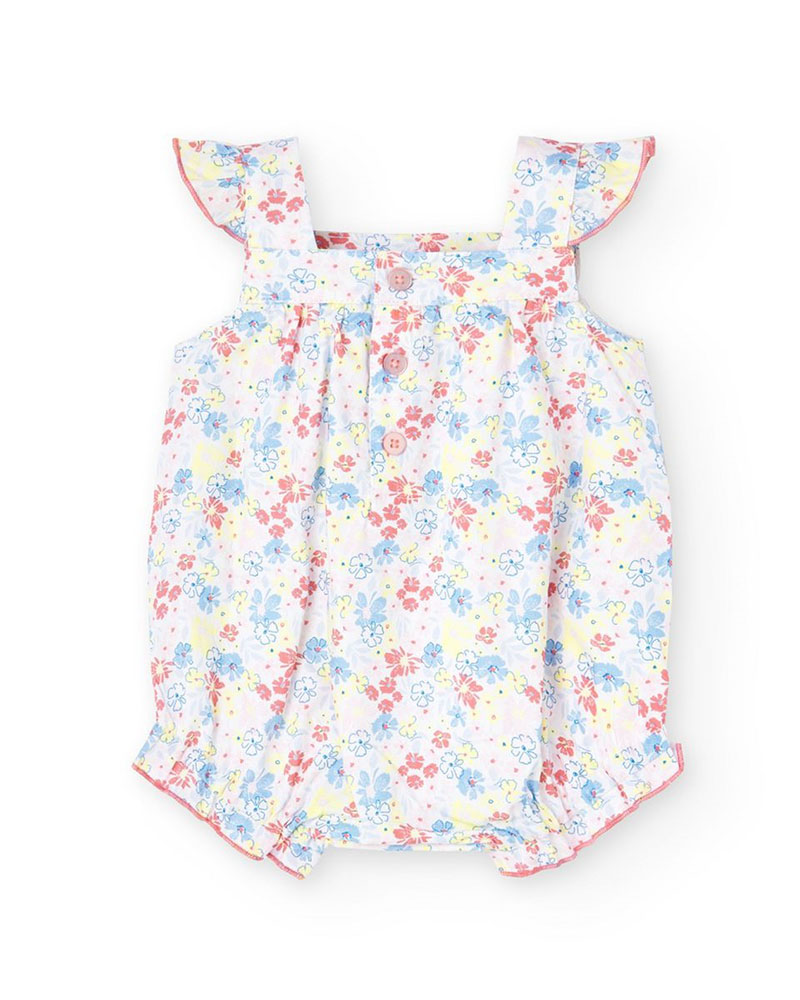 BOBOLI Poplin play suit  floral  for baby -BCI - 748032