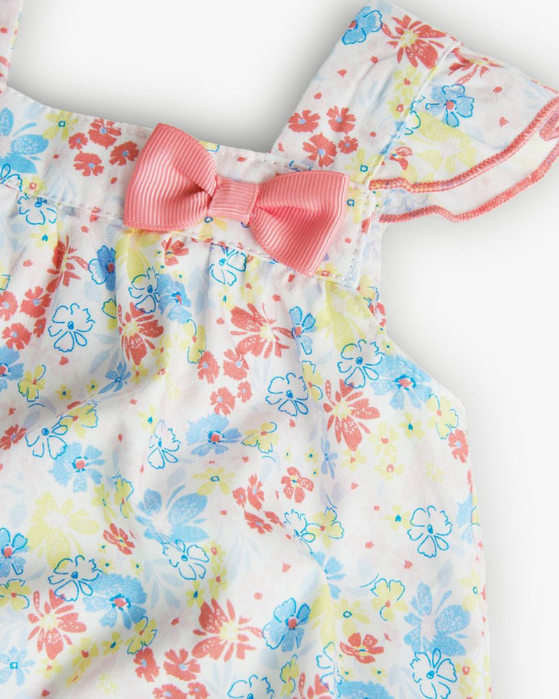 BOBOLI Poplin play suit  floral  for baby -BCI - 748032