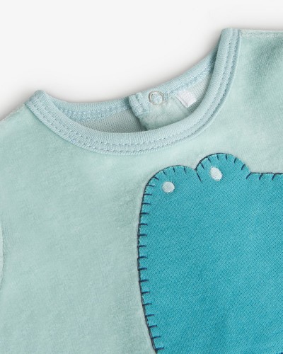 BOBOLI Velour play suit for baby boy -BCI - 119146