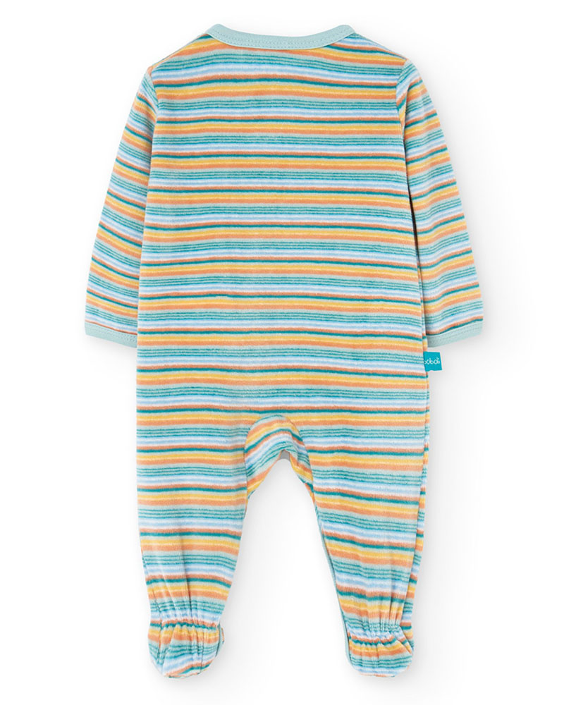 BOBOLI Velour play suit striped for baby -BCI - 119157