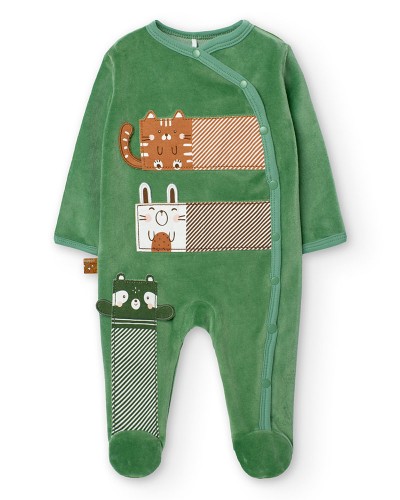 BOBOLI Velour play suit for baby boy -BCI - 129170