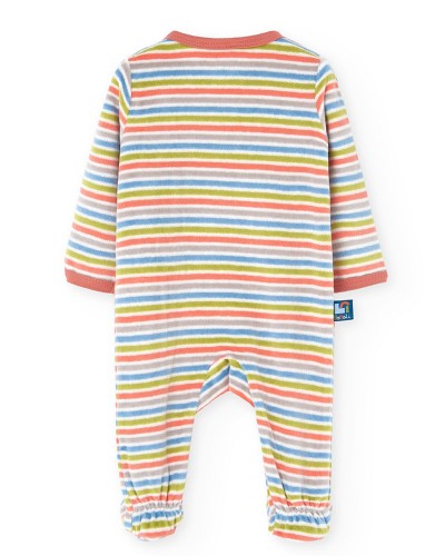 BOBOLI Velour play suit striped for baby -BCI - 139115