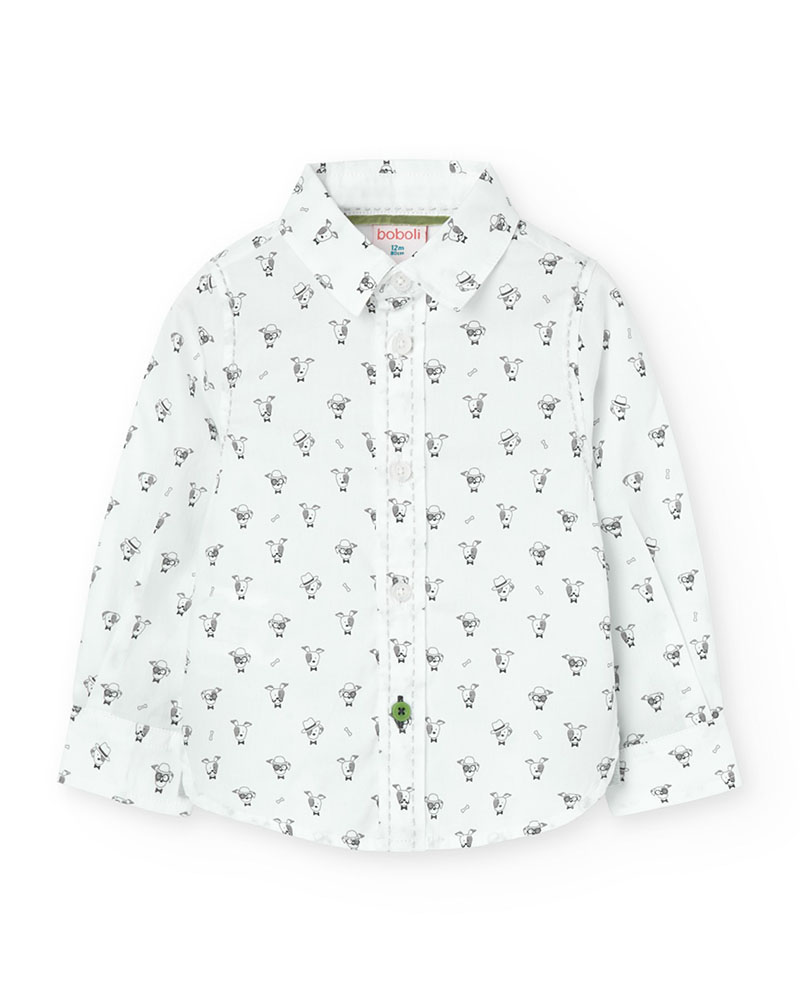 BOBOLI Poplin shirt printed for baby -BCI - 719232