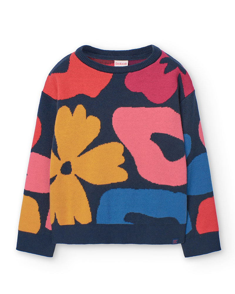 BOBOLI Knitwear pullover floral for girl -BCI - 429140