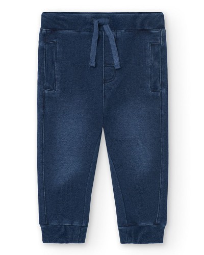 BOBOLI Fleece denim trousers for baby boy -BCI - 390248