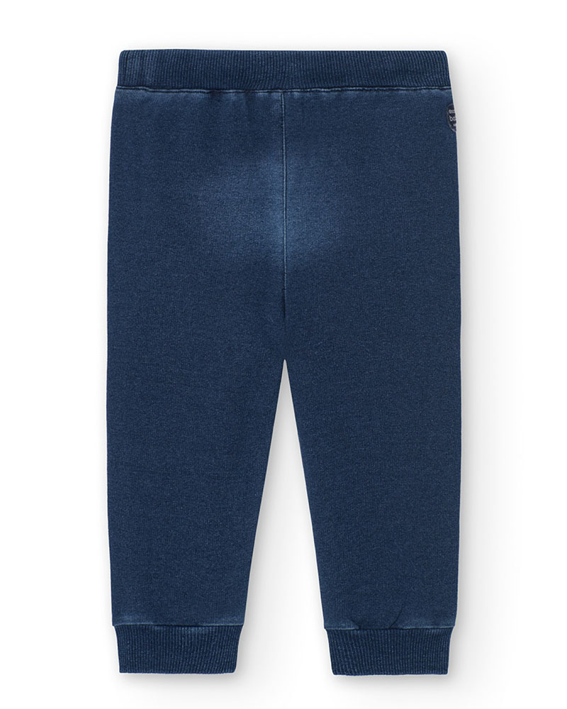 BOBOLI Fleece denim trousers for baby boy -BCI - 390248