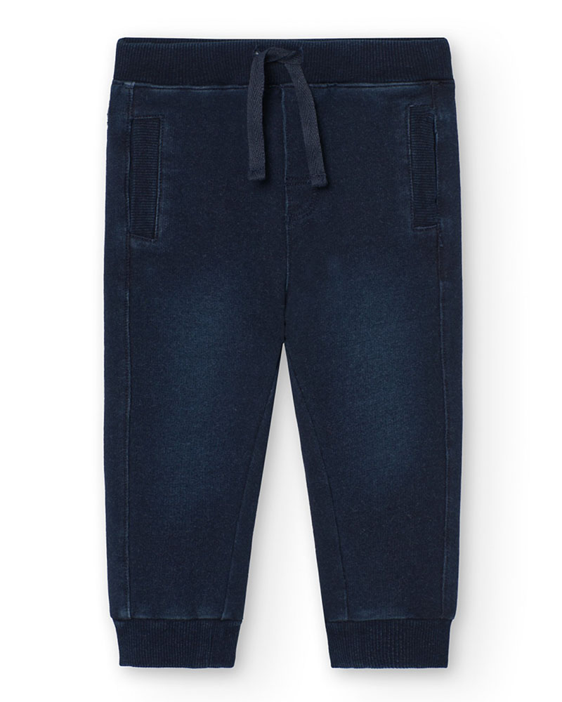 BOBOLI Fleece denim trousers for baby boy -BCI - 390248