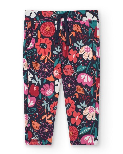 BOBOLI Fleece trousers floral for baby -BCI - 209034