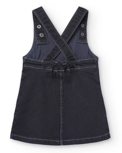 BOBOLI Pinafore dress denim knit for baby -BCI - 229092