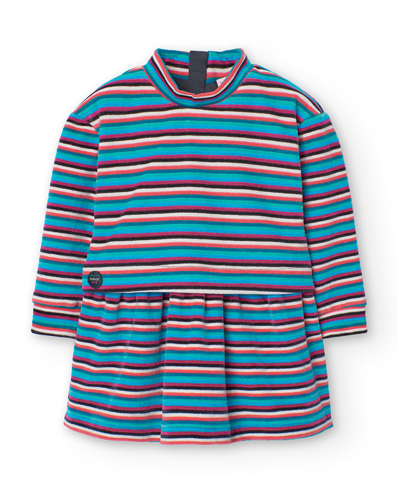 BOBOLI Velour dress striped for baby -BCI - 229104