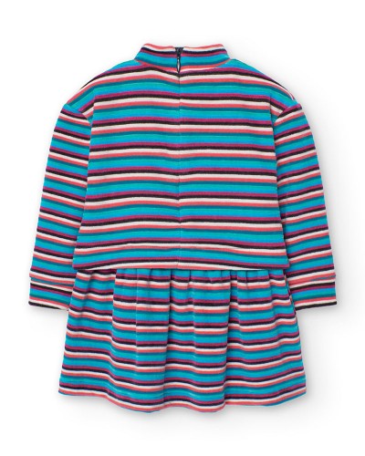 BOBOLI Velour dress striped for baby -BCI - 229104