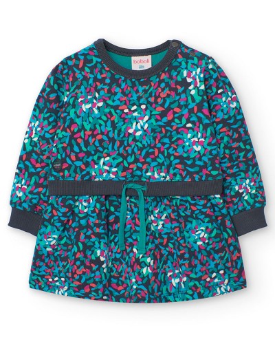 BOBOLI Fleece dress printed for baby -BCI - 229025